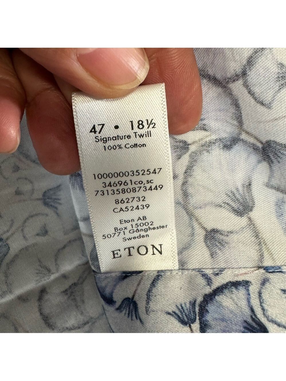 Eton White and Blue Swirl Pattern Shirt Buttondown shirt Size 3XL - Picture 5 of 9